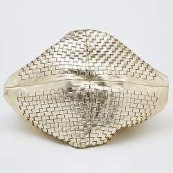 Pre Owned Bottega Veneta Metallic Gold Leather Intrecciato Aquilone Fortune Cookie Hobo