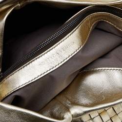 Pre Owned Bottega Veneta Metallic Gold Leather Intrecciato Aquilone Fortune Cookie Hobo