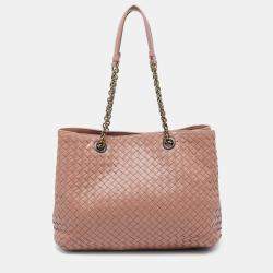 مملوكة مسبقًا Bottega Veneta Old Rose Intrecciato Leather Olimpia Chain Tote
