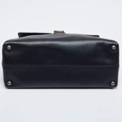 Pre Owned Bottega Veneta Navy Blue Leather Medium Piazza Top Handle Bag