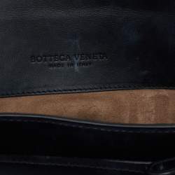 Pre Owned Bottega Veneta Navy Blue Leather Medium Piazza Top Handle Bag