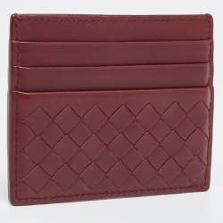 مملوكة مسبقًا محفظة بطاقات بوتيغا فينيتا جلد أنترشياتو عنابي