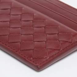 مملوكة مسبقًا محفظة بطاقات بوتيغا فينيتا جلد أنترشياتو عنابي