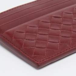 مملوكة مسبقًا محفظة بطاقات بوتيغا فينيتا جلد أنترشياتو عنابي