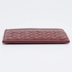 مملوكة مسبقًا محفظة بطاقات بوتيغا فينيتا جلد أنترشياتو عنابي