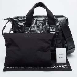 Pre Owned Bottega Veneta Black Intrecciato Leather Cassette Briefcase Bag