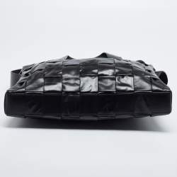 Pre Owned Bottega Veneta Black Intrecciato Leather Cassette Briefcase Bag