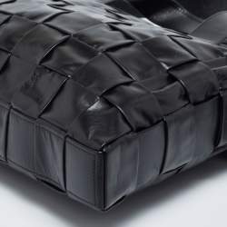 Pre Owned Bottega Veneta Black Intrecciato Leather Cassette Briefcase Bag