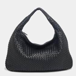 Bottega Veneta Black Intrecciato Leather Medium Veneta Hobo