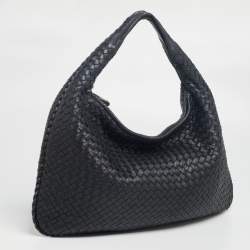 Bottega Veneta Black Intrecciato Leather Medium Veneta Hobo