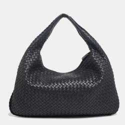 Bottega Veneta Black Intrecciato Leather Medium Veneta Hobo