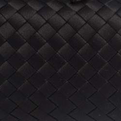Pre Owned Bottega Veneta Black Intrecciato Fabric and Leather Knot Clutch