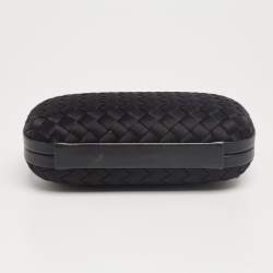 Pre Owned Bottega Veneta Black Intrecciato Fabric and Leather Knot Clutch