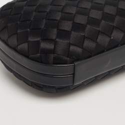 Pre Owned Bottega Veneta Black Intrecciato Fabric and Leather Knot Clutch