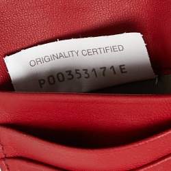 Pre Owned Bottega Veneta Red Intrecciato Leather Flap Compact Wallet
