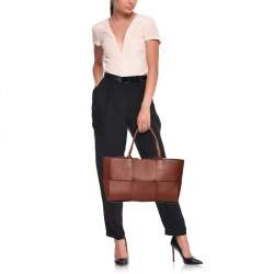 Pre Owned Bottega Veneta Rust Brown Leather Arco Tote