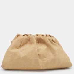 Pre Owned Bottega Veneta Beige Paper The Pouch Clutch