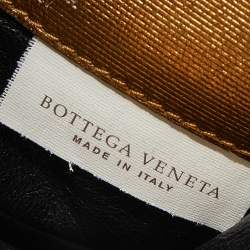 Pre Owned Bottega Veneta Gold Intrecciato Leather Business Card Case