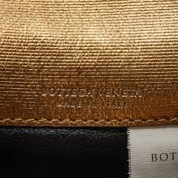Pre Owned Bottega Veneta Gold Intrecciato Leather Business Card Case