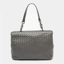 Pre Owned Bottega Veneta Grey Intrecciato Leather Olimpia Bag