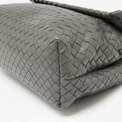 Pre Owned Bottega Veneta Grey Intrecciato Leather Olimpia Bag