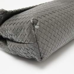 Pre Owned Bottega Veneta Grey Intrecciato Leather Olimpia Bag