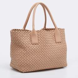 مملوكة مسبقًا حقيبة يد بوتيغا فينيتا كابات جلد إنترشياتو بيج صغيرة