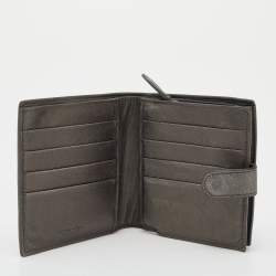 Pre Owned Bottega Veneta Metallic Grey Intrecciato Leather French Wallet