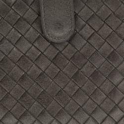 Pre Owned Bottega Veneta Metallic Grey Intrecciato Leather French Wallet