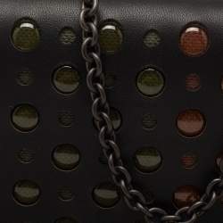 مملوكة مسبقًا Bottega Veneta Black Leather Embellished Flap Wallet On Chain