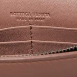 Pre Owned Bottega Veneta Old Rose Intrecciato Leather Wallet on Chain