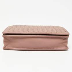 Pre Owned Bottega Veneta Old Rose Intrecciato Leather Wallet on Chain