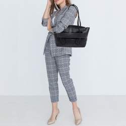 Pre Owned Bottega Veneta Black Leather Arco Tote