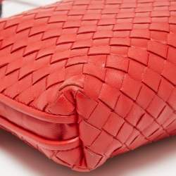 Pre Owned Bottega Veneta Red Intrecciato Leather Nodini Crossbody Bag