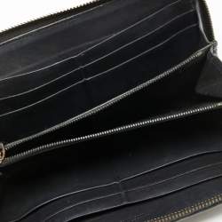 Pre Owned Bottega Veneta Black Intrecciato Leather Zip Around Wallet