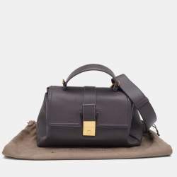 Pre Owned Bottega Veneta Plum Leather Small Piazza Top Handle Bag