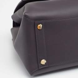Pre Owned Bottega Veneta Plum Leather Small Piazza Top Handle Bag