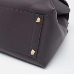 Pre Owned Bottega Veneta Plum Leather Small Piazza Top Handle Bag