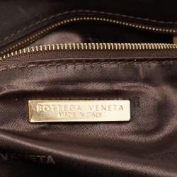 Pre Owned Bottega Veneta Brown Signature Canvas and Leather Boston Bag