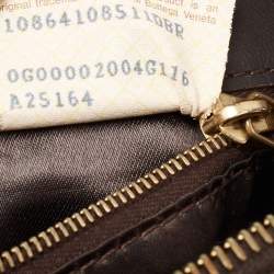 Pre Owned Bottega Veneta Brown Signature Canvas and Leather Boston Bag