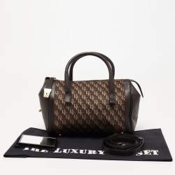 Pre Owned Bottega Veneta Brown Signature Canvas and Leather Boston Bag