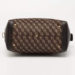 Pre Owned Bottega Veneta Brown Signature Canvas and Leather Boston Bag