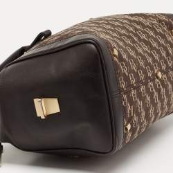 Pre Owned Bottega Veneta Brown Signature Canvas and Leather Boston Bag