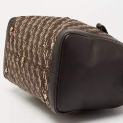 Pre Owned Bottega Veneta Brown Signature Canvas and Leather Boston Bag