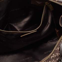 Pre Owned Bottega Veneta Brown Signature Canvas and Leather Boston Bag