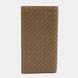 Pre Owned Bottega Veneta Khaki Intrecciato Leather Bifold Wallet