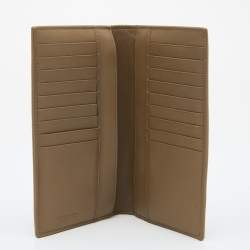 Pre Owned Bottega Veneta Khaki Intrecciato Leather Bifold Wallet