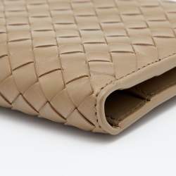 Pre Owned Bottega Veneta Khaki Intrecciato Leather Bifold Wallet
