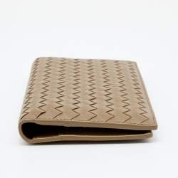 Pre Owned Bottega Veneta Khaki Intrecciato Leather Bifold Wallet
