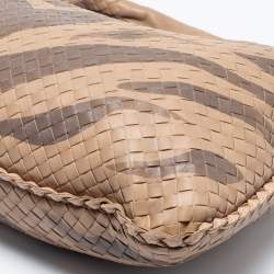 Pre Owned Bottega Veneta Beige Zebra Print Leather and Snakeskin Trim Veneta Hobo 